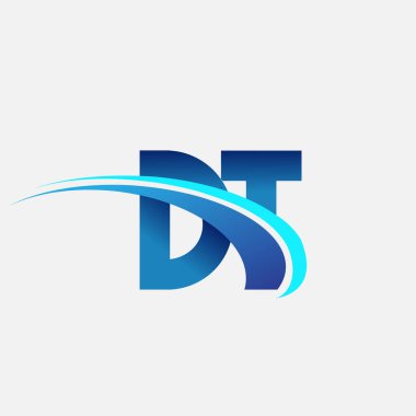 İlk harf DT logotype şirket adı mavi ve swoosh tasarımı. iş ve şirket kimliği için vektör logosu.