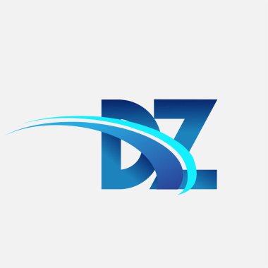 İlk harf DZ logotype şirket adı mavi ve swoosh tasarımı. iş ve şirket kimliği için vektör logosu.