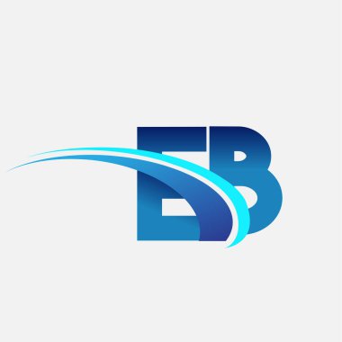 İlk harf EB logotype şirket adı mavi ve swoosh tasarımı. iş ve şirket kimliği için vektör logosu.