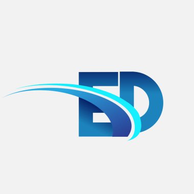 İlk harf ED logotype şirketi adı mavi ve swoosh tasarımı. iş ve şirket kimliği için vektör logosu.