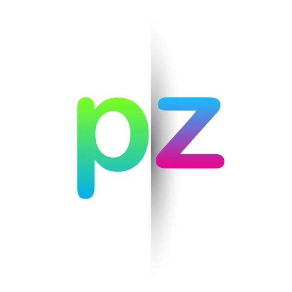 イニシャルレターPz Lowercaseロゴグリーン ピンク ブルー モダン シンプルなロゴデザイン — ストックベクタ