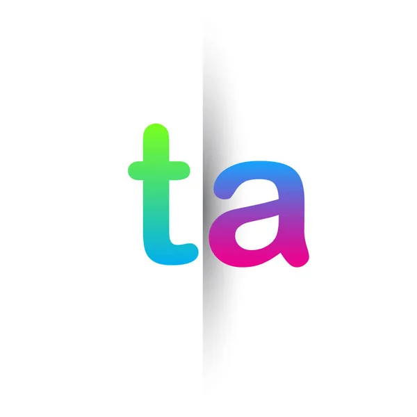 首字母Ta Lowercase标志绿色 粉色和蓝色 现代和简单的标志设计 — 图库矢量图片