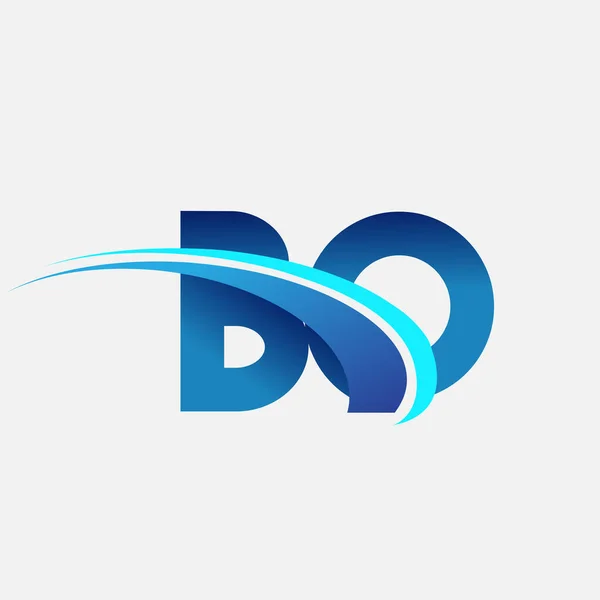 最初的字母Bo标志公司的名称是蓝色和斜纹的设计 企业和公司标识的矢量标识 — 图库矢量图片