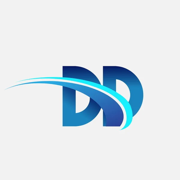 頭文字のDdロゴタイプ社名はブルーとスウッシュのデザイン ビジネスと会社のアイデンティティのためのベクトルロゴ — ストックベクタ