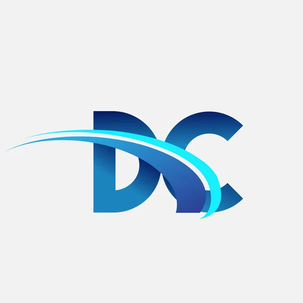 最初的字母Dc标志公司的名称颜色蓝色和Swoosh设计 企业和公司标识的矢量标识 — 图库矢量图片