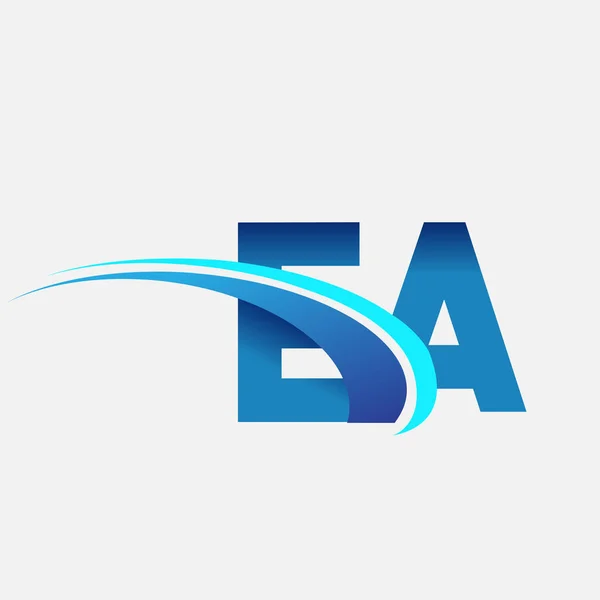 Letra Inicial Del Logotipo Nombre Empresa Color Azul Swoosh Diseño — Vector de stock