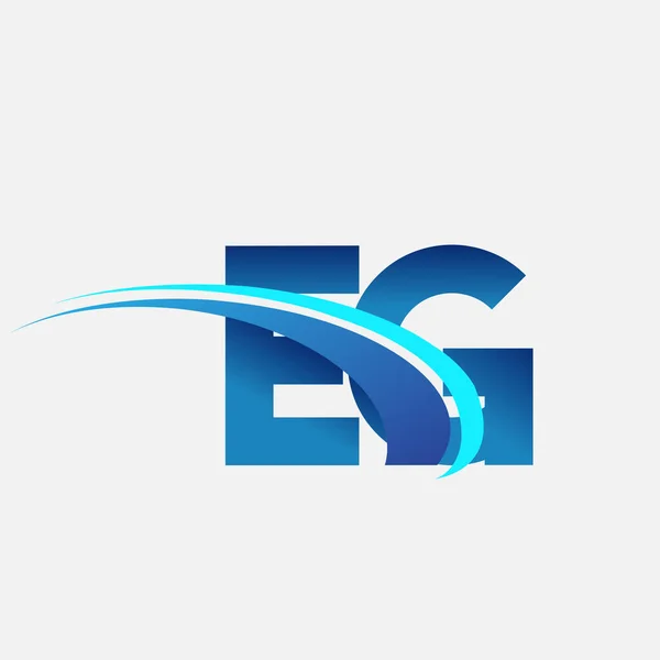 Första Bokstaven Logotyp Företagsnamn Färgad Blå Och Swoosh Design Vektor — Stock vektor