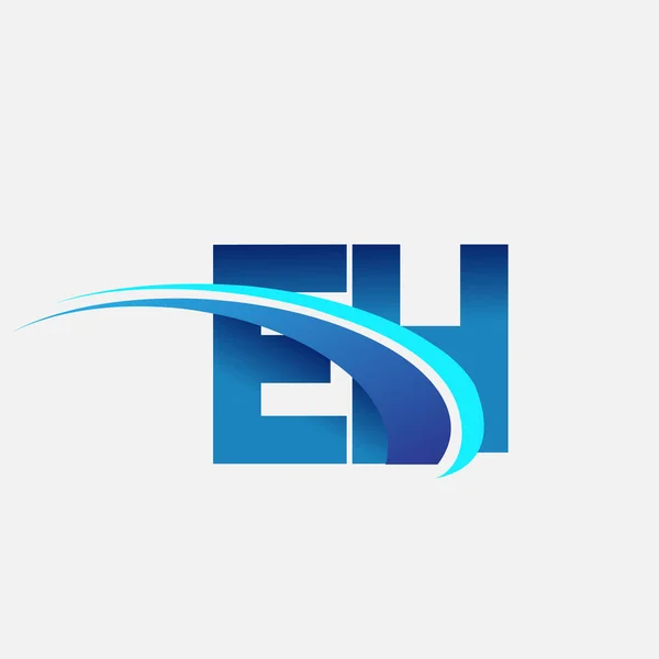 Lettre Initiale Logotype Entreprise Nom Coloré Bleu Swoosh Design Logo — Image vectorielle