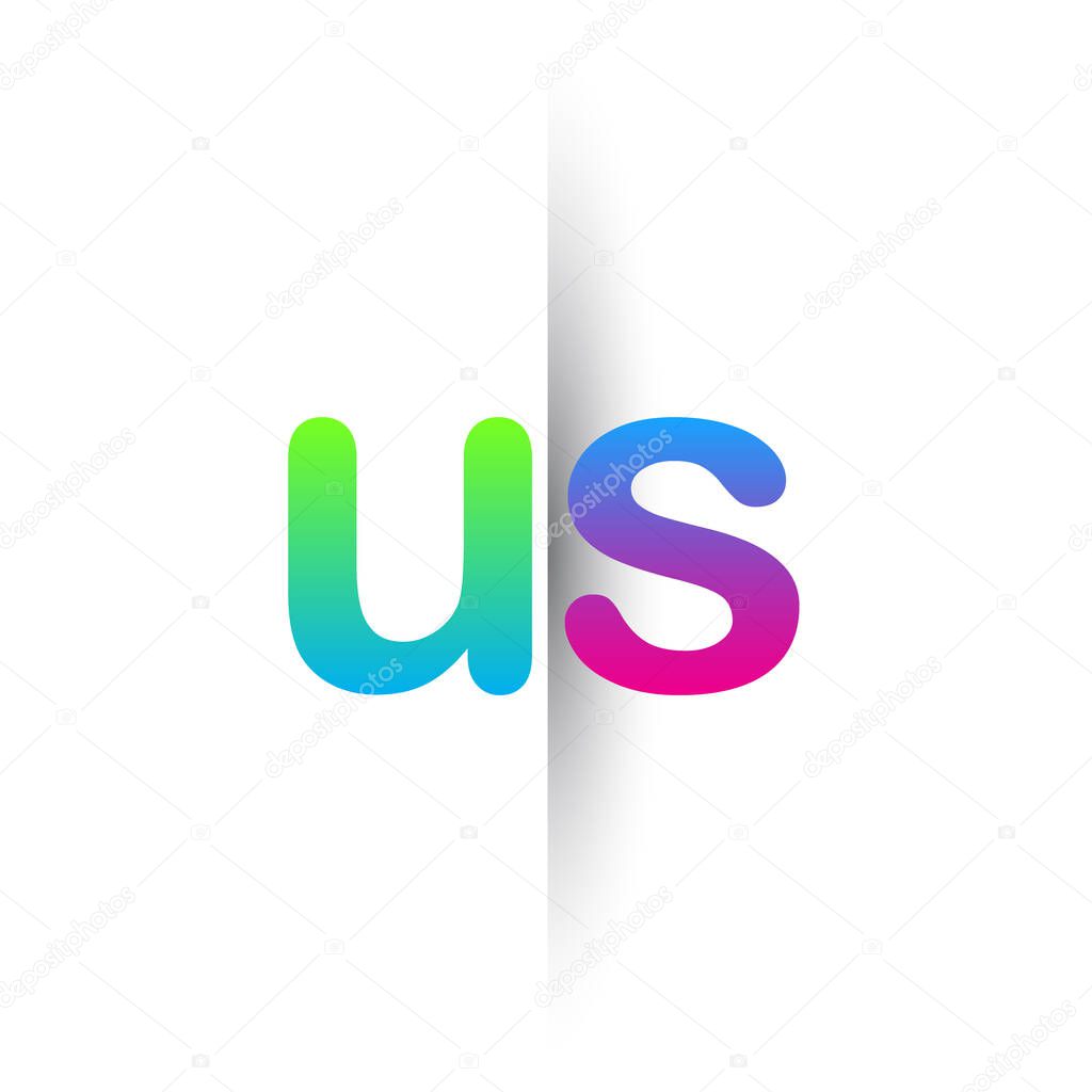 Initial Letter US Lowercase Logo green, pink and Blue, Modern and Simple Logo Design.