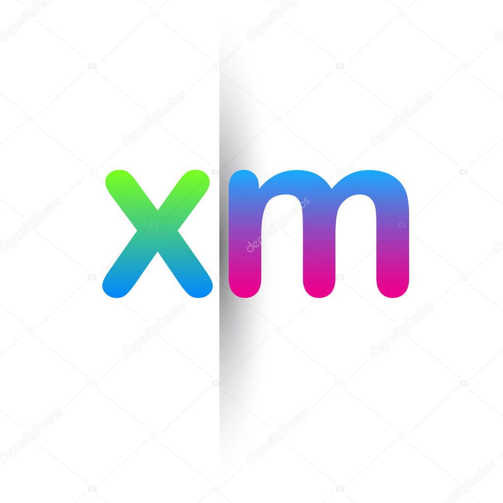 Initial Letter XM Lowercase Logo green, pink and Blue, Modern and Simple Logo Design.