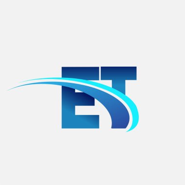 İlk harf ET logotype şirket adı mavi ve swoosh tasarımı. iş ve şirket kimliği için vektör logosu.