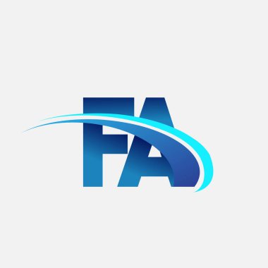 İlk harf FA logotype şirket adı mavi ve swoosh tasarımı. iş ve şirket kimliği için vektör logosu.