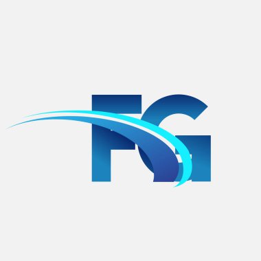 İlk harf FG logotype şirketi adı mavi ve swoosh tasarımı. iş ve şirket kimliği için vektör logosu.