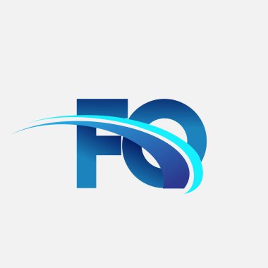 İlk harf FO logoti şirketinin adı mavi ve swoosh tasarımı. iş ve şirket kimliği için vektör logosu.