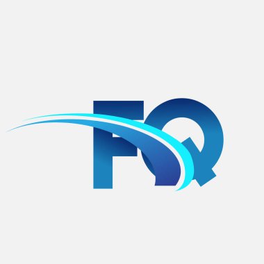 İlk harf FQ logotype şirketi adı mavi ve swoosh tasarımı. iş ve şirket kimliği için vektör logosu.
