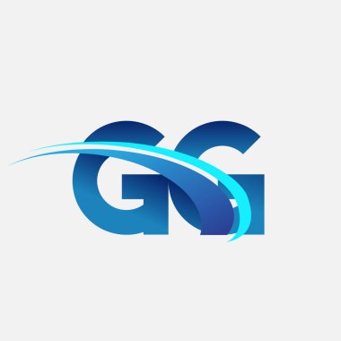 İlk harf GG logotype şirketi adı mavi ve swoosh tasarımı. iş ve şirket kimliği için vektör logosu.