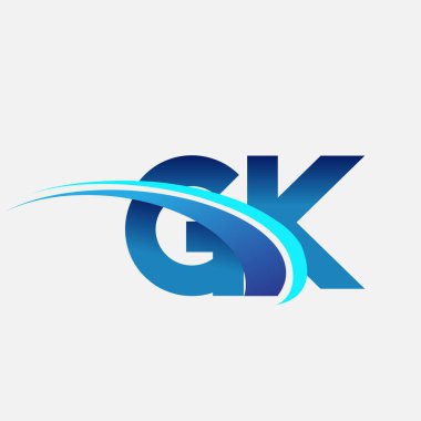 İlk harf GK logotype şirketi adı mavi ve swoosh tasarımı. iş ve şirket kimliği için vektör logosu.