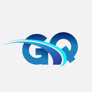 İlk harf GQ logotype şirketi adı mavi ve swoosh tasarımı. iş ve şirket kimliği için vektör logosu.