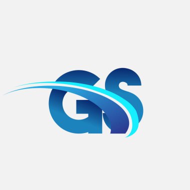 İlk harf GS logotype şirket adı mavi ve swoosh tasarımı. iş ve şirket kimliği için vektör logosu.