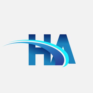 İlk harf HA logotype şirketi adı mavi ve swoosh tasarımı. iş ve şirket kimliği için vektör logosu.