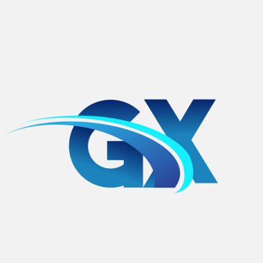 İlk harf GX logotype şirket adı mavi ve swoosh tasarımı. iş ve şirket kimliği için vektör logosu.