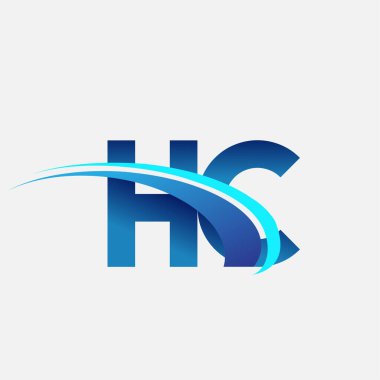İlk harf HC logotype şirketi adı mavi ve swoosh tasarımı. iş ve şirket kimliği için vektör logosu.