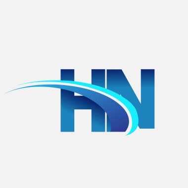 İlk harf HN logotype şirketi adı mavi ve swoosh tasarımı. iş ve şirket kimliği için vektör logosu.