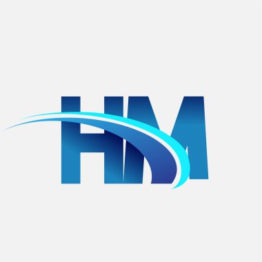 İlk harf HM logotype şirketi adı mavi ve swoosh tasarımı. iş ve şirket kimliği için vektör logosu.