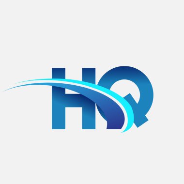İlk harf HQ logotype şirketi adı mavi ve swoosh tasarımı. iş ve şirket kimliği için vektör logosu.