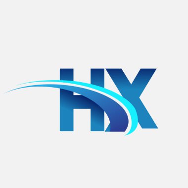 İlk harf HX logotype şirketi adı mavi ve swoosh tasarımı. iş ve şirket kimliği için vektör logosu.