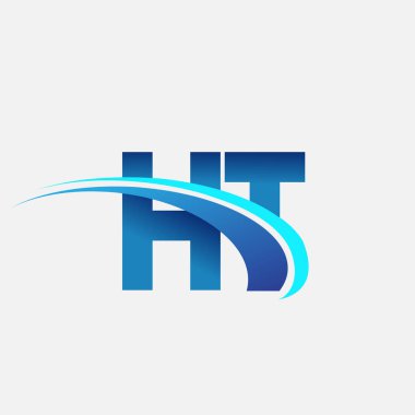 İlk harf HT logotype şirketi adı mavi ve swoosh tasarımı. iş ve şirket kimliği için vektör logosu.