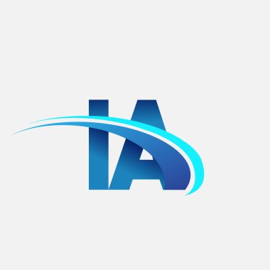 İlk harf IA logotype şirket adı mavi ve swoosh tasarımı. iş ve şirket kimliği için vektör logosu.