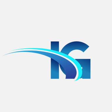 İlk harf IG logotype şirket adı mavi ve swoosh tasarımı. iş ve şirket kimliği için vektör logosu.