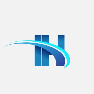 İlk harf IH logotype şirketi adı mavi ve swoosh tasarımı. iş ve şirket kimliği için vektör logosu.