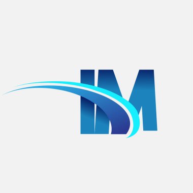İlk harf IM logotype şirket adı mavi ve swoosh tasarımı. iş ve şirket kimliği için vektör logosu.