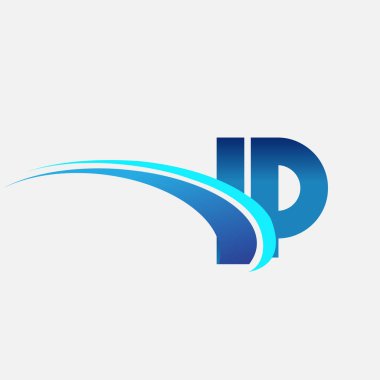 İlk harf IP logotype şirketi adı mavi ve swoosh tasarımı. iş ve şirket kimliği için vektör logosu.
