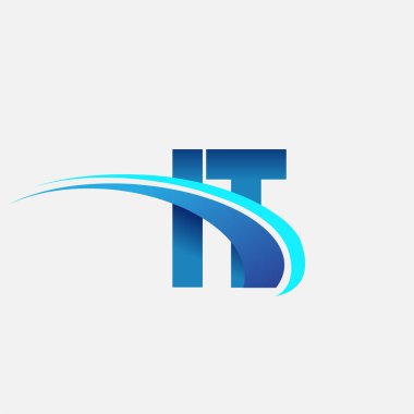 İlk harf IT logoti şirketi adı mavi ve swoosh tasarımı. iş ve şirket kimliği için vektör logosu.