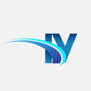 İlk harf IY logotype şirketi adı mavi ve swoosh tasarımı. iş ve şirket kimliği için vektör logosu.