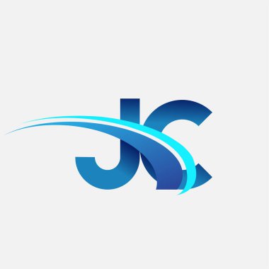 İlk harf JC logotype şirket adı mavi ve swoosh tasarımı. iş ve şirket kimliği için vektör logosu.