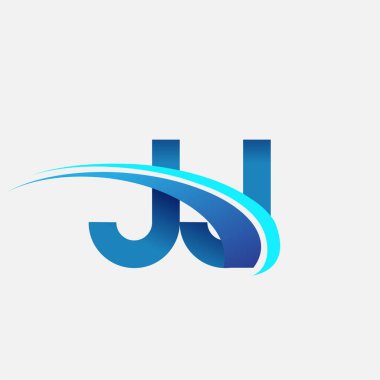 İlk harf JJ logotype şirket adı mavi ve swoosh tasarımı. iş ve şirket kimliği için vektör logosu.