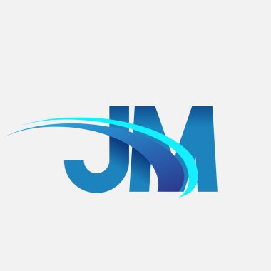 İlk harf JM logotype şirket adı mavi ve swoosh tasarımı. iş ve şirket kimliği için vektör logosu.