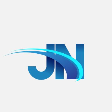 İlk harf JN logotype şirket adı mavi ve swoosh tasarımı. iş ve şirket kimliği için vektör logosu.