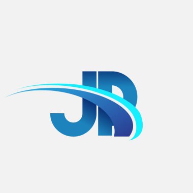 İlk harf JP logotype şirket adı mavi ve swoosh tasarımı. iş ve şirket kimliği için vektör logosu.