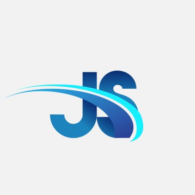 İlk harf JS logotype şirket adı mavi ve swoosh tasarımı. iş ve şirket kimliği için vektör logosu.