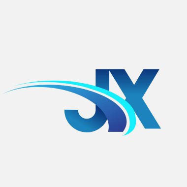 İlk harf JX logotype şirket adı mavi ve swoosh tasarımı. iş ve şirket kimliği için vektör logosu.