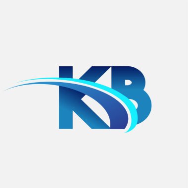 İlk harf KB logotype şirket adı mavi ve swoosh tasarımı. iş ve şirket kimliği için vektör logosu.