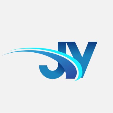 İlk harf JY logotype şirket adı mavi ve swoosh tasarımı. iş ve şirket kimliği için vektör logosu.