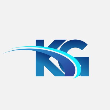 İlk harf KG logotype şirketi adı mavi ve swoosh tasarımı. iş ve şirket kimliği için vektör logosu.