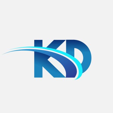 İlk harf KD logotype şirket adı mavi ve swoosh tasarımı. iş ve şirket kimliği için vektör logosu.