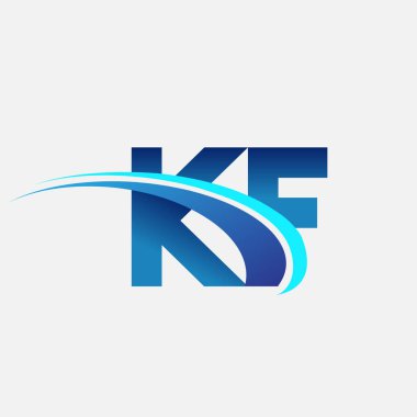İlk harf KF logotype şirket adı mavi ve swoosh tasarımı. iş ve şirket kimliği için vektör logosu.